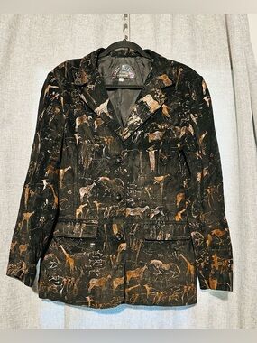 “Rare” Vintage Leather Renditions "Rock Art" Print Blazer - Western/Art To Wear